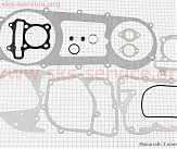 Прокладки двигуна 150cc-57,4мм, к-кт 15 деталей, довгий варіатор