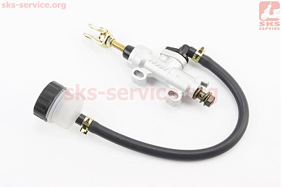 ТОРМОЗНОЙ цилиндр главный задний МОТОциклы / ATV (крепление: min=33мм; max=56мм) тип 1, серебристый (без гофропружины)