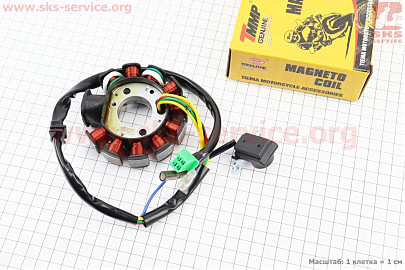 Статор магнето (генератора) (11 котушок роз'єм "мама 4+2") висота 31мм, тип 2