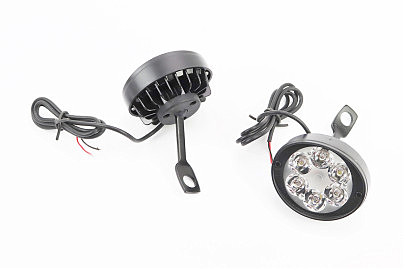 Фара додаткова світлодіодна вологозахисна (65*55mm) — 6 LED з кріпленням під дзеркало, к-кт 2шт, тип 1