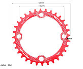 Зірка передня MTB Narrow Wide 32Т (BCD:104мм), алюмінієва, червона