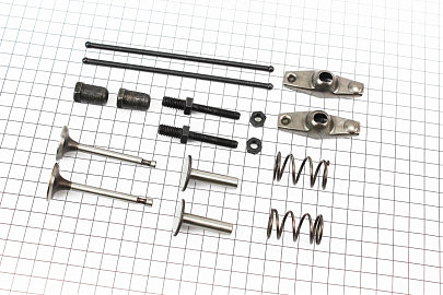 Клапан впускний, випускний к-кт 2шт 168F + пружина-2шт + коромисло-2шт + штанга-2шт + штовхач-2шт