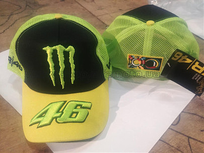 Бейсболка   46 VALENTINO ROSSI AND MONSTER ENERGY   (желто-черная, сетка)