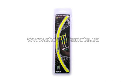 Наклейка   на колесо 12   MONSTER ENERGY   (желтая, светоотражающая)   PLT