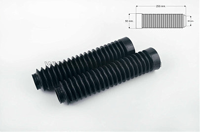 Гофры передней вилки (пара)   универсальные   L-250mm, d-30mm, D-50mm   (черные)   MZK