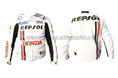 Мотокуртка   REPSOL   (текстиль) (mod:1, size:L, белая) (Уценка1)