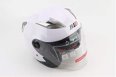 Шлем открытый+откидные очки BLD-708 М (57-58см), БЕЛЫЙ глянец