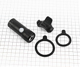 Фонарь передний 1 диод 150 lumen алюминиевый, Li-ion 3.7V 600mAh зарядка от USB, влагозащитный, чёрный JY-7012F-C