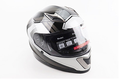 Шлем интеграл, закрытый BLD-M62 М (57-58см), ЧЕРНЫЙ/БЕЛО-СЕРЫЙ