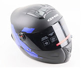 Шлем интеграл, закрытый (сертификация DOT)+откидные очки BLD-M61 S (55-56см), ЧЕРНО-СИНИЙ (флюоресцентный)