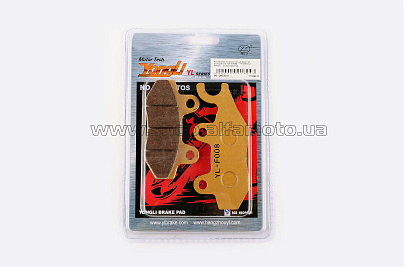 Колодки тормозные (диск)   4T GY6 50-150   (RACE/STORM, ухо лево, желтые)   YONGLI PRO