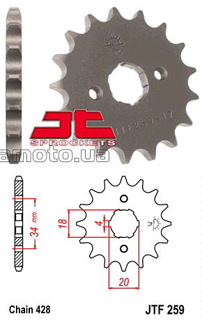 Звезда   трансмиссии   (передняя) Zongshen ZS200-GS   428-14T