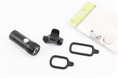 Фонарь передний 1 диод 150 lumen алюминиевый, Li-ion 3.7V 600mAh зарядка от USB, влагозащитный, чёрный JY-7012F-C