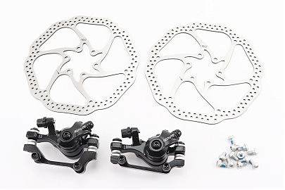 Тормоз Disk-brake передний (F160/R140мм)+задний (F180/R160мм), диски 160мм, крепл. 6 болтов, чёрный