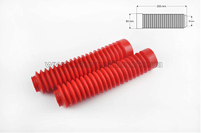 Гофры передней вилки (пара) универсальные L-250mm, d-30mm, D-50mm (красные) MZK