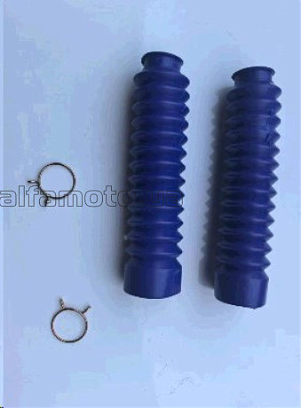 Гофры передней вилки (пара) универсальные L-220mm, d-30mm, D-50mm (синие) KTO