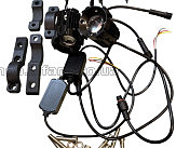 Фара дополнительного света LED  14 REC біла с жовтим+стробоскоп D48mm L56 мм 12-80V 16,5W , 2500LM 6000/3000 з кулером + кріплення на руль 2 шт. VDK