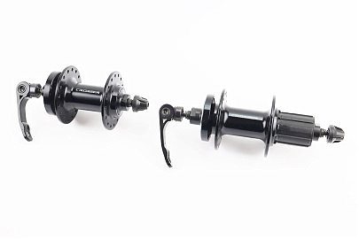 Втулки задняя+передняя MTB алюминиевая 14Gx32H под кассету 8зв, Disk-brake, 2 пром-подшипники 6000 2RS, крепл. эксцентрик, чёрная