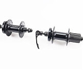 Втулки задняя+передняя MTB алюминиевая 14Gx32H под кассету 8зв, Disk-brake, 2 пром-подшипники 6000 2RS, крепл. эксцентрик, чёрная
