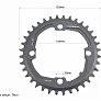 Зірка передня MTB Narrow Wide 36Т (BCD:104мм), алюмінієва, чорна
