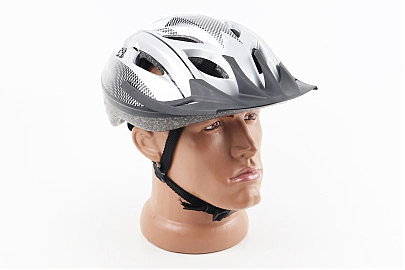 Шлем велосипедный M (54-57 см) съёмный козырёк, 12 вент. отверстий, серый MJ-004