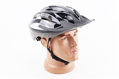 Шлем велосипедный M (54-57 см) съёмный козырёк, 12 вент. отверстий, чёрный MJ-004