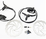 Тормоз Disk-brake передний (F180/R160мм)+задний (F180/R160мм) в сборе, диски 160/180мм, крепл. 6 болтов, чёрный