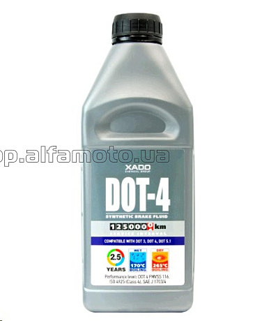 Тормозная жидкость DOT 4 (1л)  XADO  Синтетика (пластиковая канистра 1 л) ХАДО