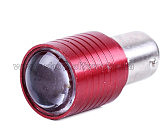 Лампа S25 (двухконтактная, диодная) 12V 5W (стоп, габарит) (красная, ЛИНЗА) AMG