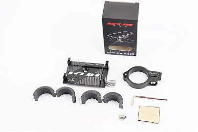 Держатель телефона на руль алюминиевый, ширина 55-100мм регулируемая, чёрный G-81