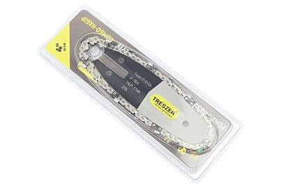 Шина 4"-1,1mm 1/4" 28зв L-14см (Підходить на акумуляторну міні-пилу)  + ланцюг 1/4"-1,1mm-28зв. квад. зуб, на блістері