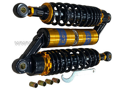 Амортизаторы (пара) Delta 330mm, газомасляные (черные перламутровые) KOMATCU (mod.A)