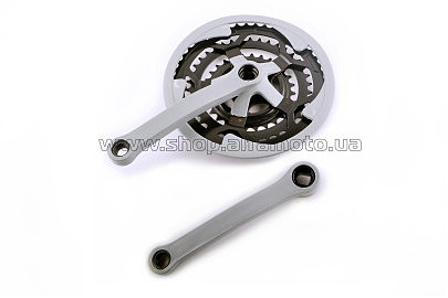 Звезды велосипедные (передние) 28/38/48T (+2 шатуна L- 170mm, квадрат, серый, с защитой)