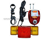 Стоп-сигнал (в сборе) велосипедный (+звонок) (комплект, LED с поворотами) KUB
