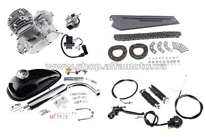 Двигатель велосипедный (в сборе) 80сс (бак, ручка газа, звезда, цепь, без стартера) KOMATCU