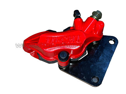 Суппорт тормозной (дисковый) 4T GY6 50/150 (передний двухпоршневой, тюнинг) (красный) KOMATCU (mod.A)