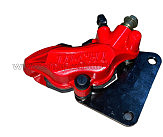 Суппорт тормозной (дисковый) 4T GY6 50/150 (передний двухпоршневой, тюнинг) (красный) KOMATCU (mod.A)