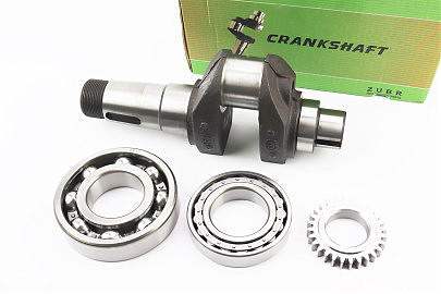 Колінвал R195NM (Dболта-М14x1,5, Dшейки-52mm, H-112mm) +підшипники+шестерня