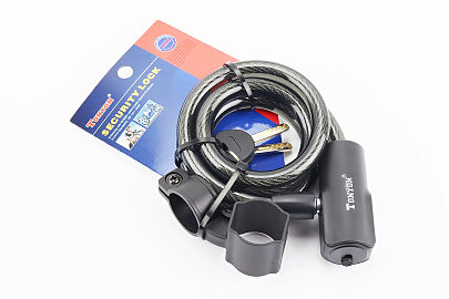 Замок протиугінний тросовий 1000х12мм під ключ, кріплення за трубу сидіння, TY5620