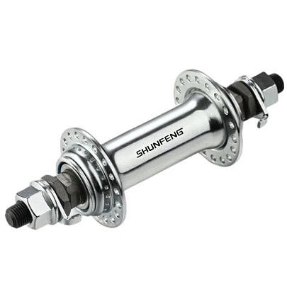 Втулка   переднего колеса велосипеда   (36 спиц) Шарики, сталь, V-br, 36 сп, гайки, Серебро, 100х140 Shunfeng SF-HB03F ось 9,5мм BD