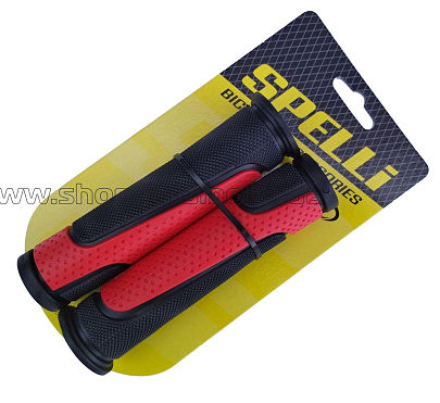 Грипсы (ручки руля)   SPELLI  SBG-6708L черно/красные, прямые, 2-х фактурные, резина-каучук, длина 127 мм BD