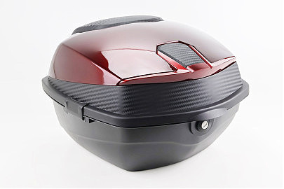 Кофр середній (пластмасовий) 430*400*290мм, бордовий з вставкою "КАРБОН"