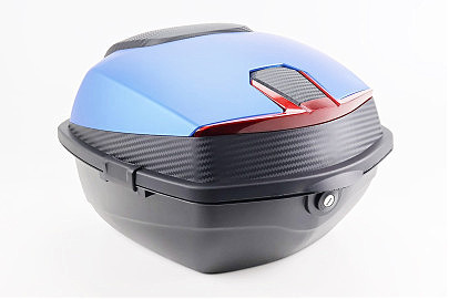 Кофр средний (пластмассовый) 430*400*290мм, синий с вставкой "КАРБОН"