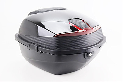 Кофр средний (пластмассовый) 430*400*290мм, чёрный с вставкой "КАРБОН"