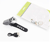 Фонарь передний 1 диод, Li-ion 3.7V 1300mAh зарядка от USB, влагозащитный, чёрный JY-7057