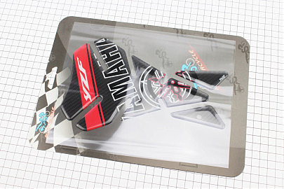 Наклейка защитная на бак топливный "YAMAHA", черно-красный карбон