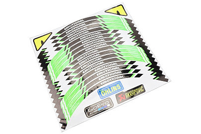 Наклейка светоотражающая на 2 диска колеса 17" к-кт ЗЕЛЁНО-ЧЁРНО-БЕЛЫЕ