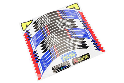 Наклейка светоотражающая на 2 диска колеса 17" к-кт СИНЕ-ЧЁРНО-БЕЛЫЕ