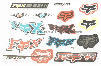 Наклейки (набор) спонсор FOX (27х20см) (#0037)