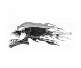 Наклейка шильдик FIRESKULL (14x5см, алюминий, хром) (#4744)